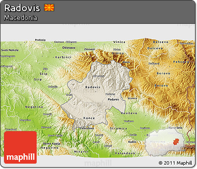 Shaded Relief 3D Map of Radovis, physical outside