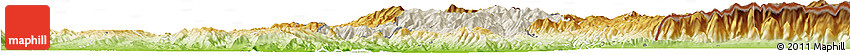 Shaded Relief Horizon Map of Radovis, physical outside