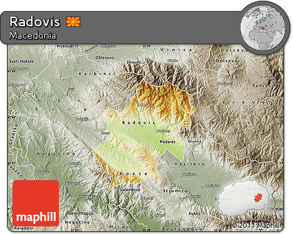 Physical Map of Radovis, semi-desaturated