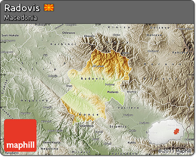 Physical Map of Radovis, semi-desaturated