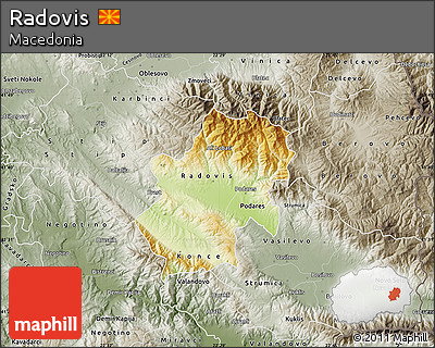 Physical Map of Radovis, semi-desaturated