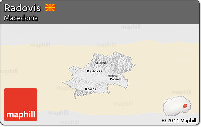 Classic Style Panoramic Map of Radovis, single color outside