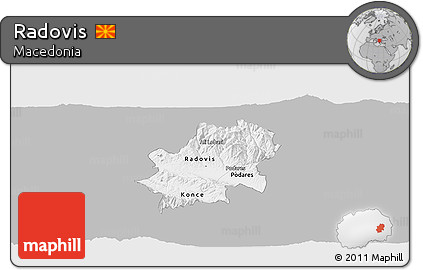 Gray Panoramic Map of Radovis, single color outside