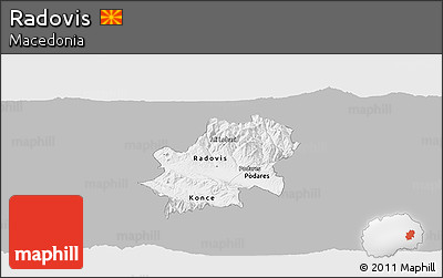 Gray Panoramic Map of Radovis, single color outside