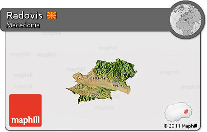 Satellite Panoramic Map of Radovis, cropped outside