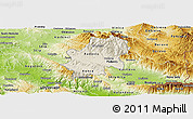 Shaded Relief Panoramic Map of Radovis, physical outside