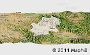 Shaded Relief Panoramic Map of Radovis, satellite outside