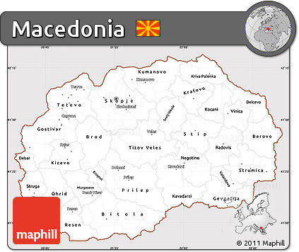 Classic Style Simple Map of Macedonia, cropped outside