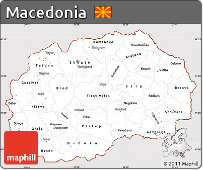 Classic Style Simple Map of Macedonia, cropped outside