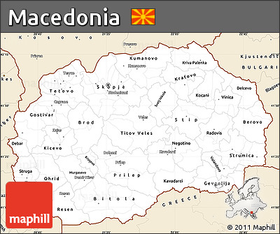 Classic Style Simple Map of Macedonia