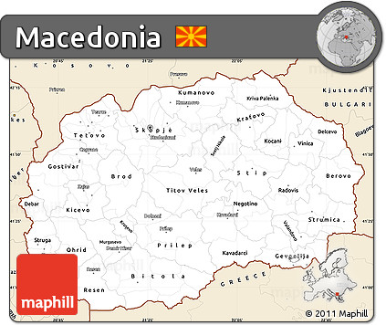 Classic Style Simple Map of Macedonia