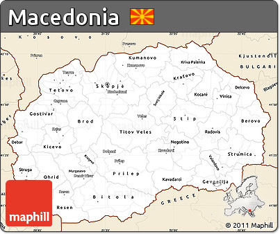 Classic Style Simple Map of Macedonia