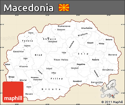 Classic Style Simple Map of Macedonia, single color outside