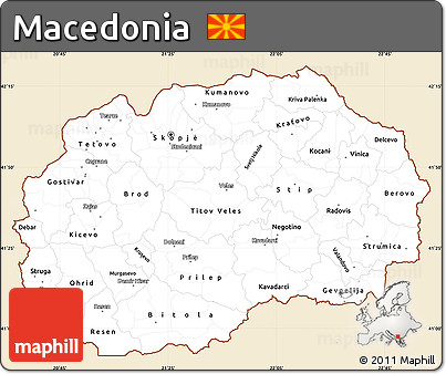 Classic Style Simple Map of Macedonia, single color outside