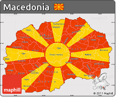 Flag Simple Map of Macedonia, flag centered