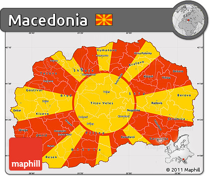 Flag Simple Map of Macedonia, flag aligned to the middle