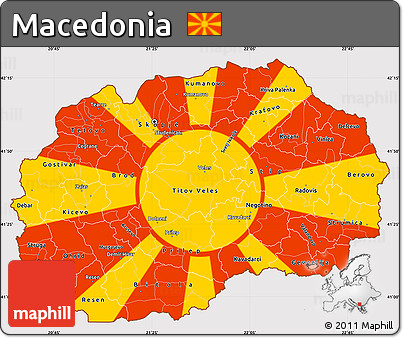 Flag Simple Map of Macedonia, flag aligned to the middle
