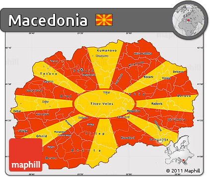 Flag Simple Map of Macedonia, flag rotated