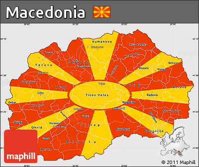 Flag Simple Map of Macedonia, flag rotated