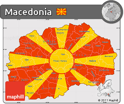Flag Simple Map of Macedonia