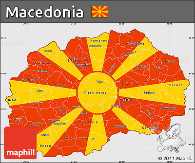 Flag Simple Map of Macedonia