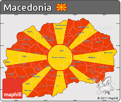 Flag Simple Map of Macedonia