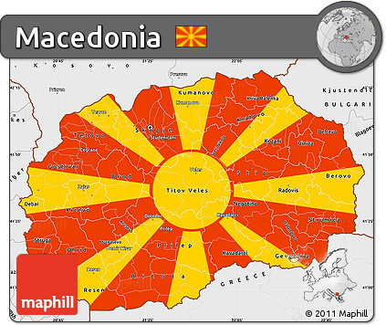 Flag Simple Map of Macedonia, single color outside, borders and labels, flag centered