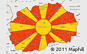 Flag Simple Map of Macedonia, single color outside, borders and labels, flag centered
