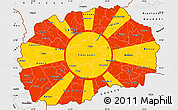 Flag Simple Map of Macedonia, single color outside, borders and labels, flag aligned to the middle