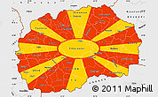 Flag Simple Map of Macedonia, single color outside, borders and labels, flag rotated