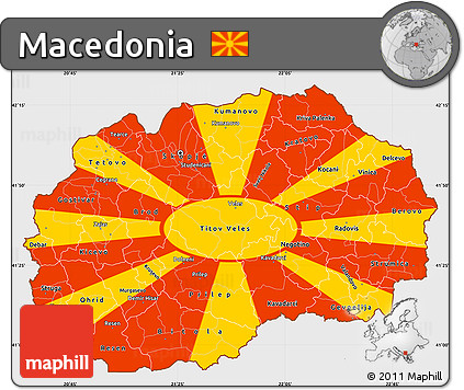 Flag Simple Map of Macedonia, single color outside, flag rotated