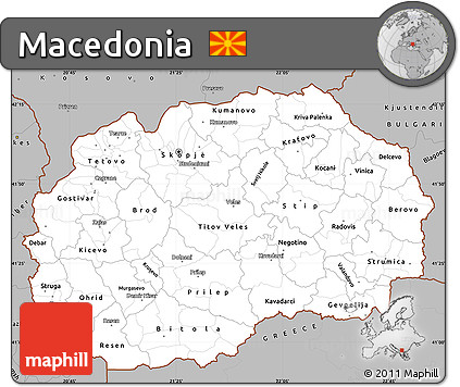 Gray Simple Map of Macedonia