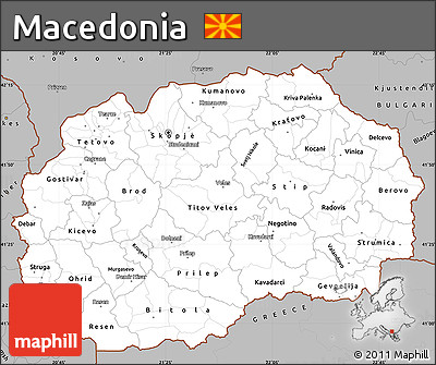 Gray Simple Map of Macedonia