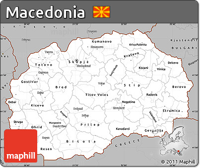 Gray Simple Map of Macedonia