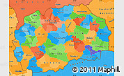 Political Simple Map of Macedonia, political shades outside