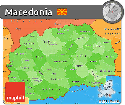 Political Shades Simple Map of Macedonia