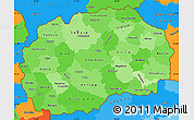Political Shades Simple Map of Macedonia, political outside