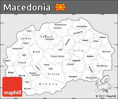 Silver Style Simple Map of Macedonia, cropped outside