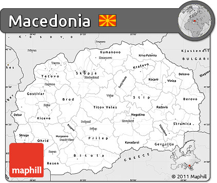 Silver Style Simple Map of Macedonia