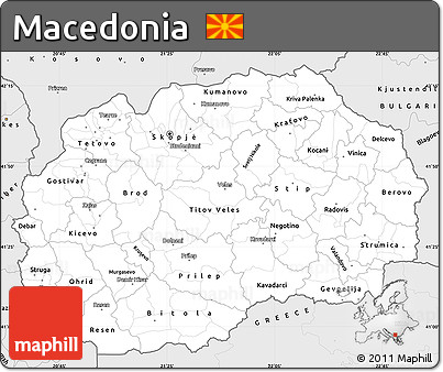 Silver Style Simple Map of Macedonia