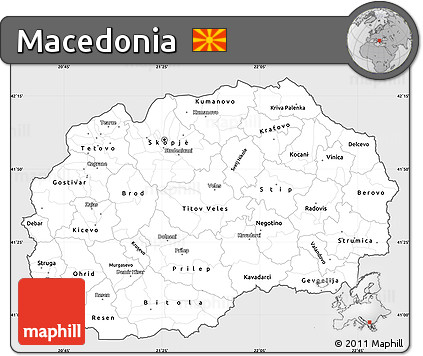Silver Style Simple Map of Macedonia, single color outside