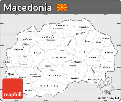 Silver Style Simple Map of Macedonia, single color outside