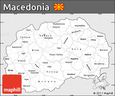 Silver Style Simple Map of Macedonia, single color outside