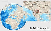 Shaded Relief Location Map of Skopje