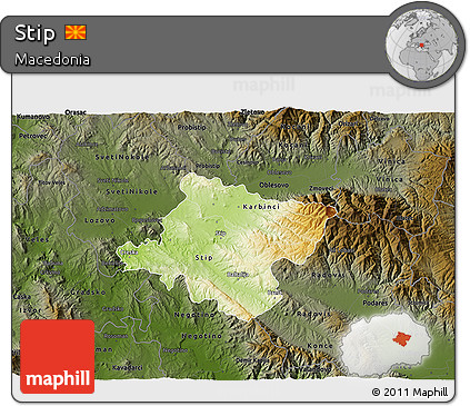 Physical 3D Map of Stip, darken