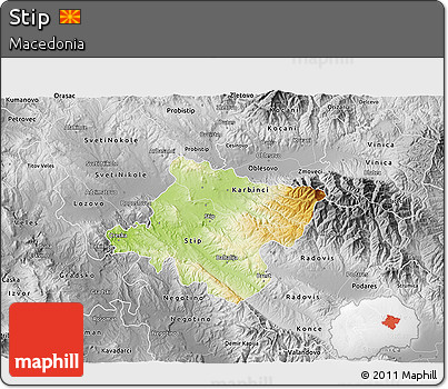 Physical 3D Map of Stip, desaturated