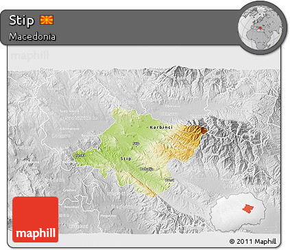 Physical 3D Map of Stip, lighten, desaturated