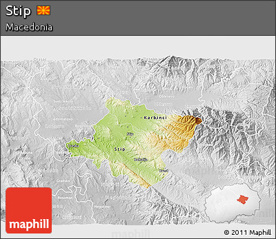 Physical 3D Map of Stip, lighten, desaturated