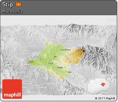 Physical 3D Map of Stip, lighten, desaturated