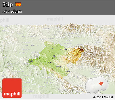 Physical 3D Map of Stip, lighten